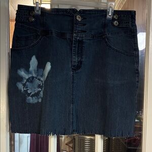 Baccini Dark Blue Mini Skirt with Tie-Dye Accent